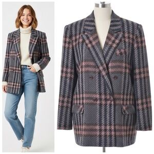 Vintage 90s Gotz/Goetz Modell Wool Plaid Blazer German Made Preppy Academia XL